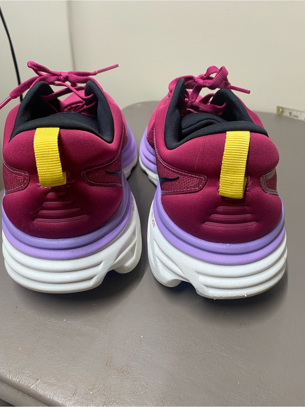 Hoka Women's Magenta Athletic Running Shoes with Lavender Midsole - Picture 3 of 6